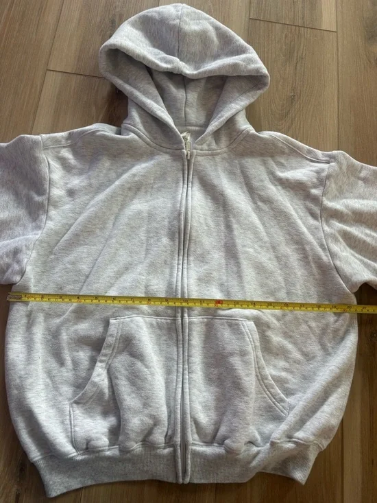 SKIMS Cotton Fleece Blend Classic Zip-Up Hoodie Medium Light Heather Grey - Picture 4 of 6